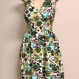 Vibrant Floral Summer Halter Top Dress